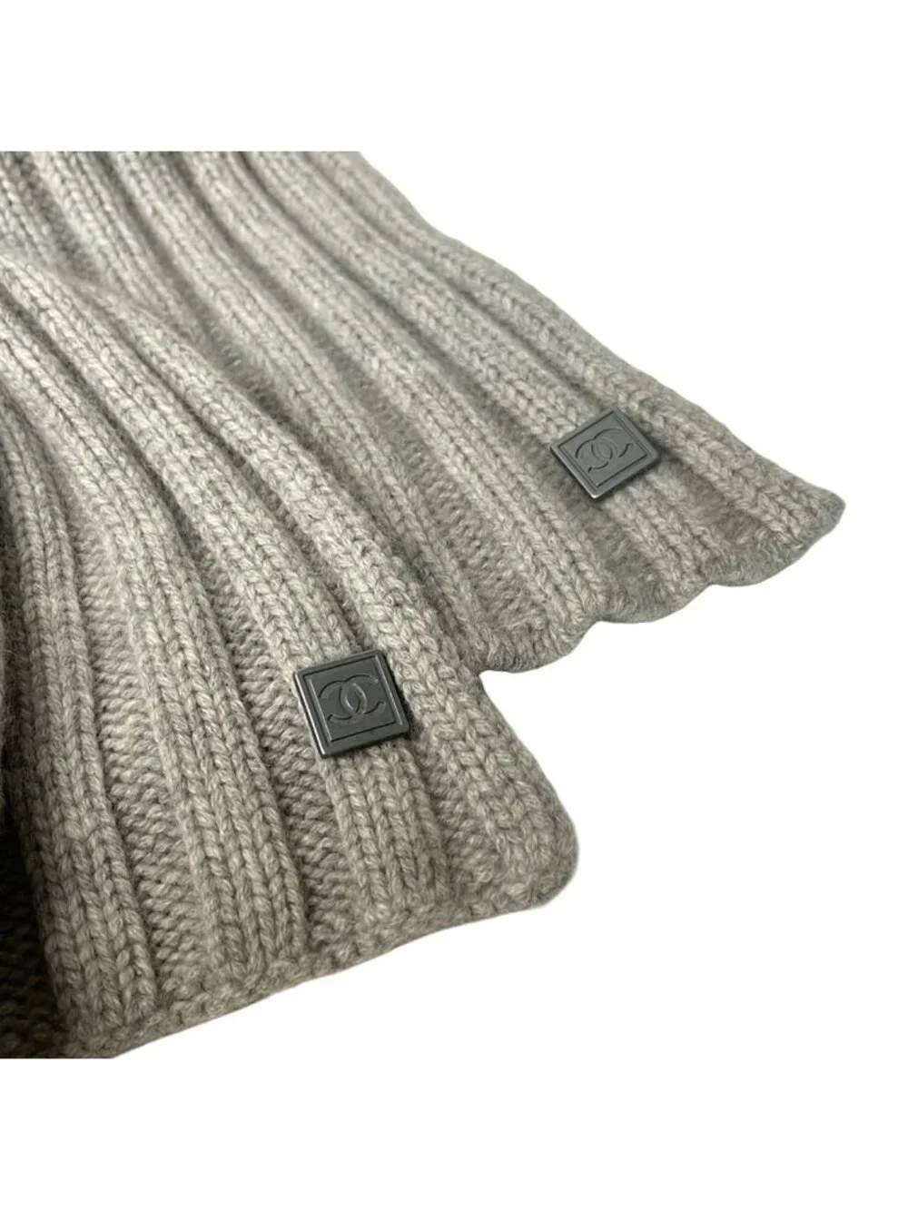 Chanel Scarf Sports Line Light Gray Cashmere